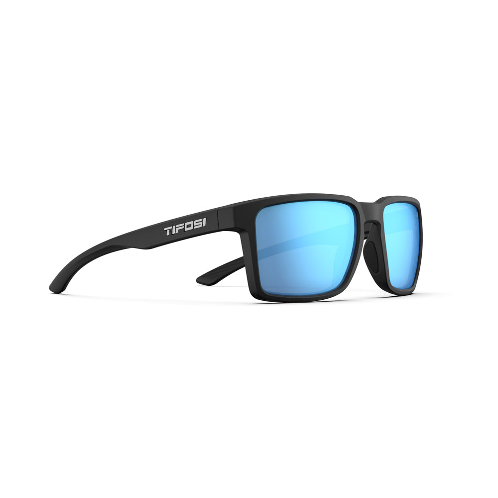 Tifosi Sylo Sunglasses Matte Black with Smoke Bright Blue Lens
