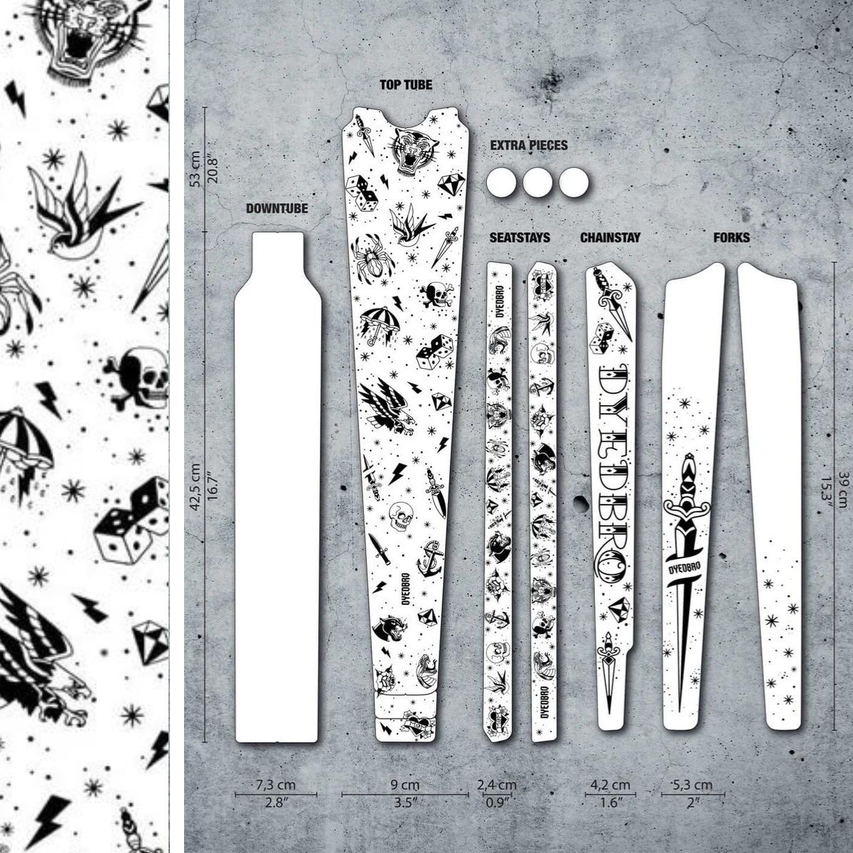 Dyedbro Drop Bar Frame Protection Old School Tattoo