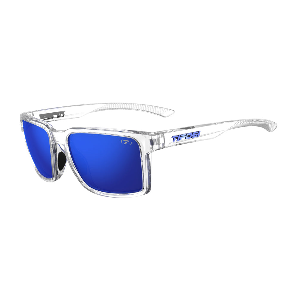 Tifosi Sylo Sunglasses Crystal Clear with Cobalt Blue Mirror Lens
