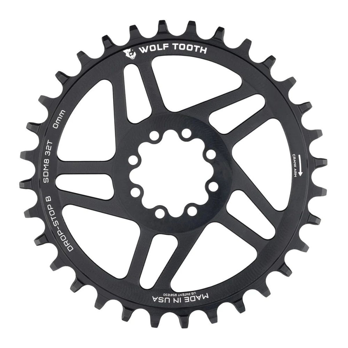 Wolf Tooth Sram Dm Mtb 8 Bolt Drop Stop B Chainring 0 Mm Offset