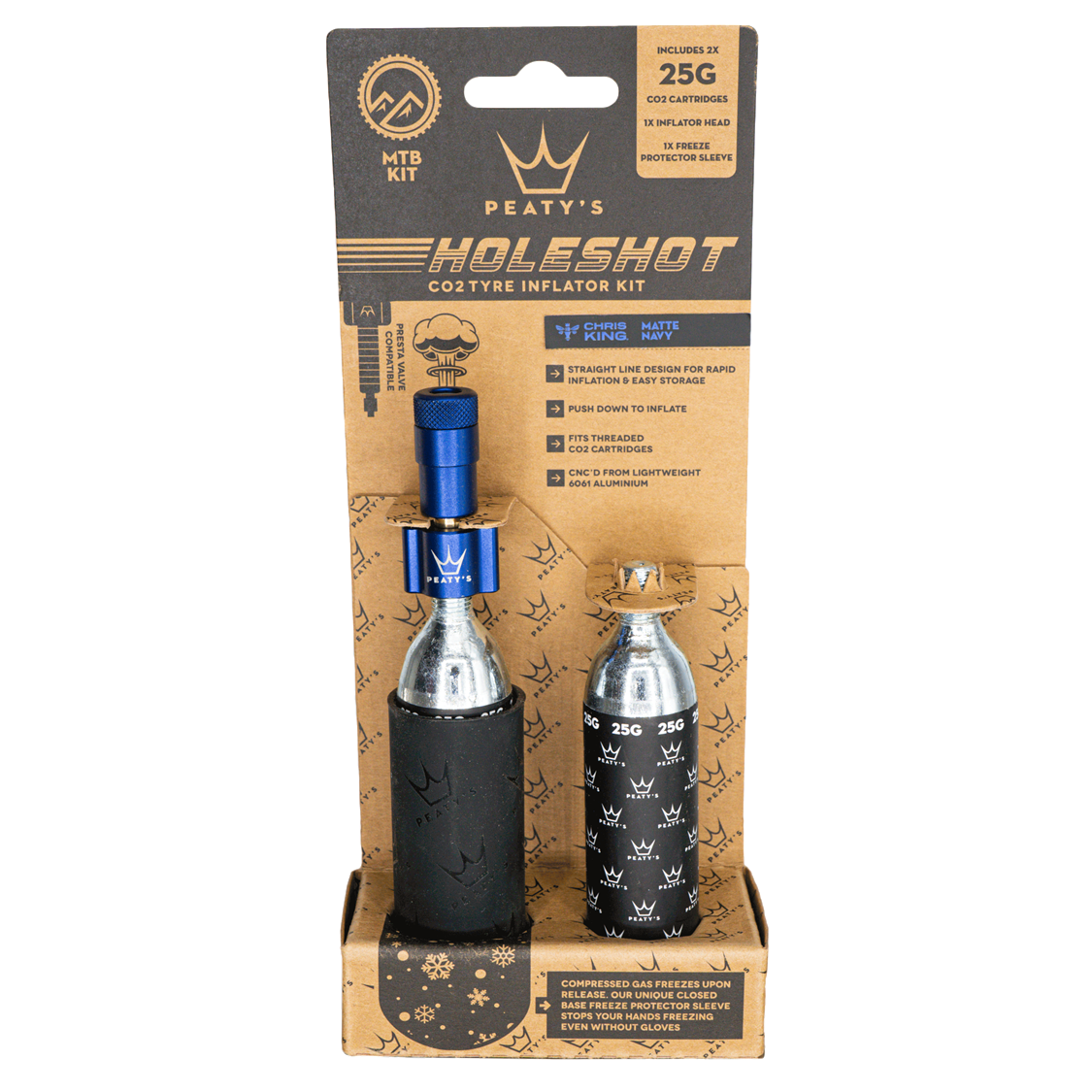 Peatys Holeshot CO2 Tyre Inflator 25g Navy