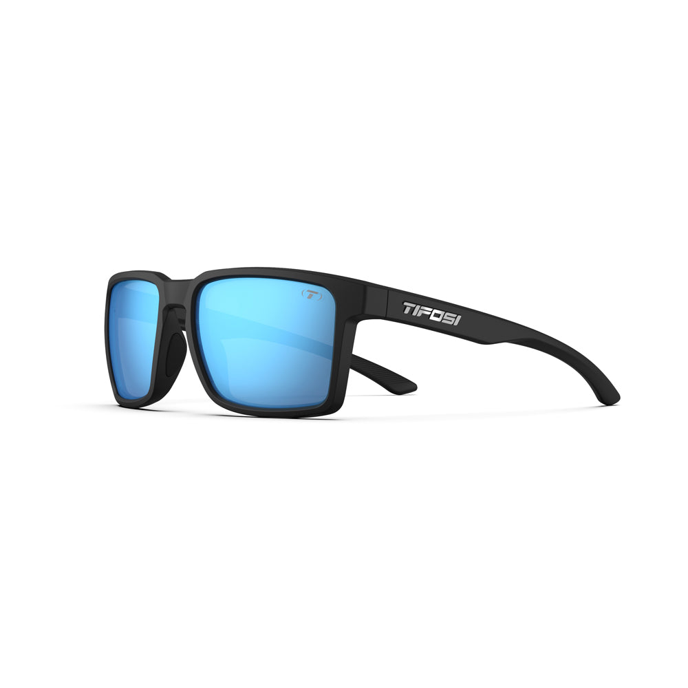Tifosi Sylo Sunglasses Matte Black with Smoke Bright Blue Lens
