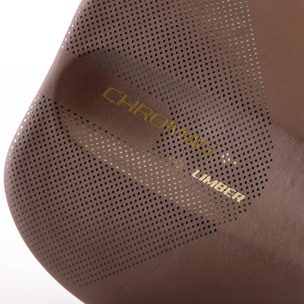 Chromag Limber saddle Chocolate cover texture and logo detail