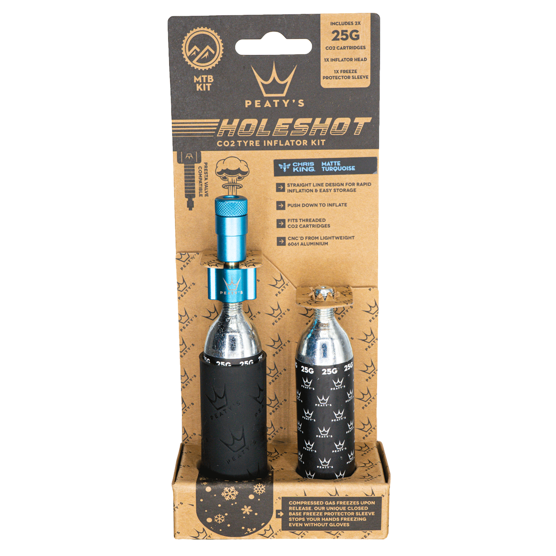 Peatys Holeshot CO2 Tyre Inflator 25g Turquoise