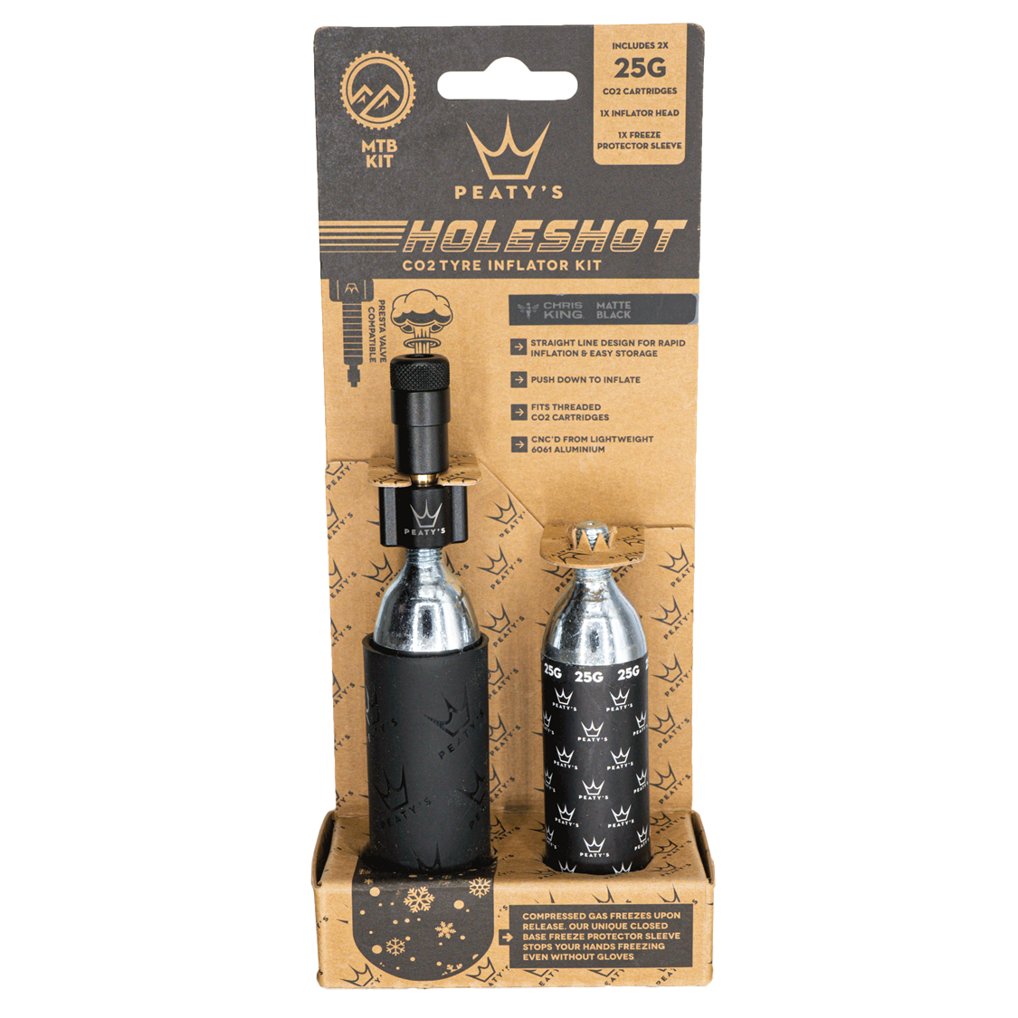 Peatys Holeshot CO2 Tyre Inflator 25g Black