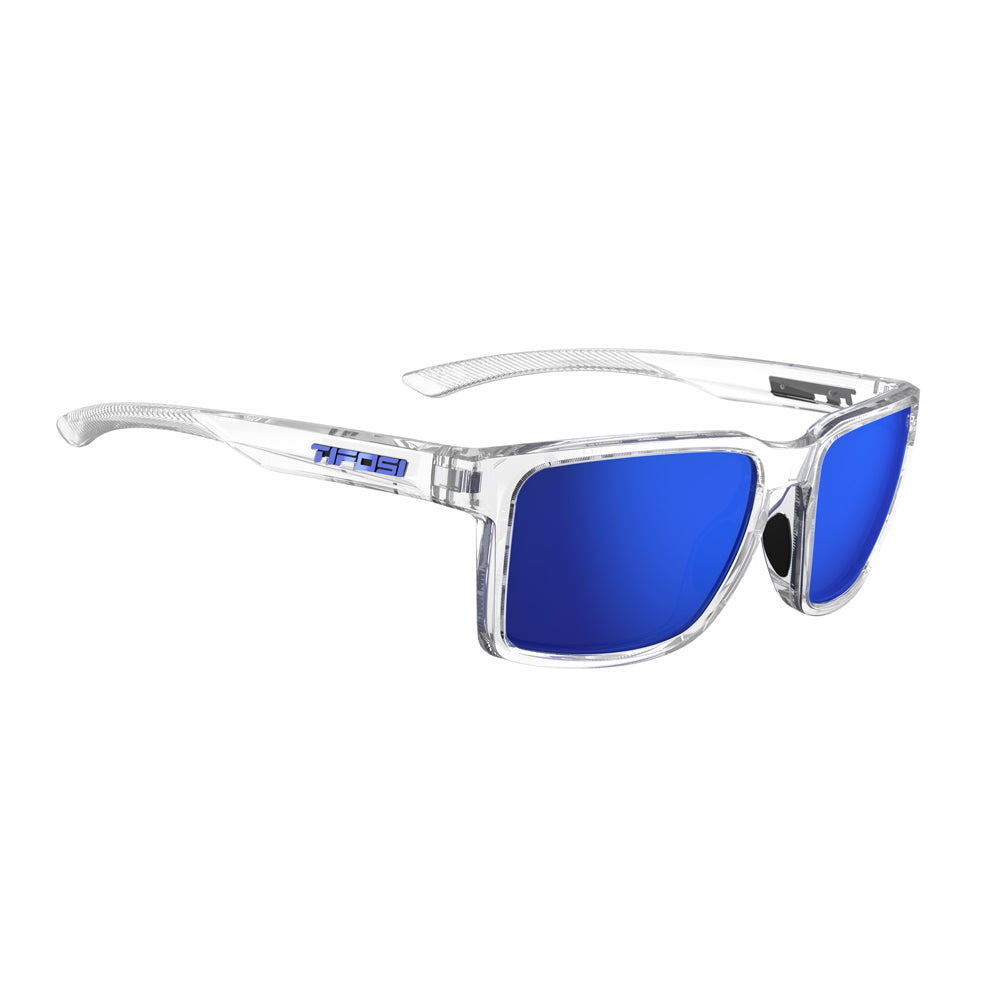 Tifosi Sylo Sunglasses Crystal Clear with Cobalt Blue Mirror Lens
