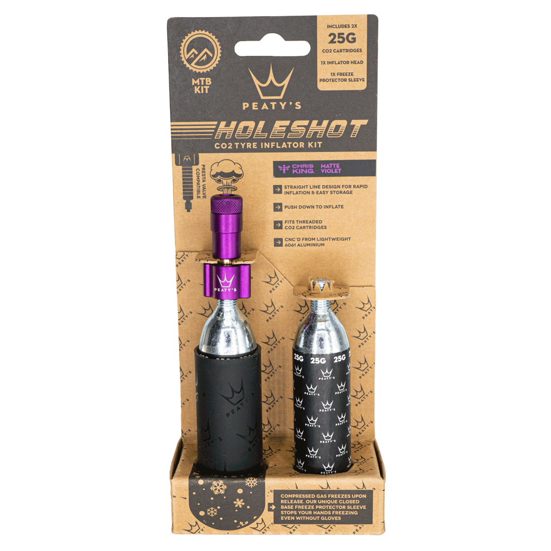 Peatys Holeshot CO2 Tyre Inflator 25g Violet