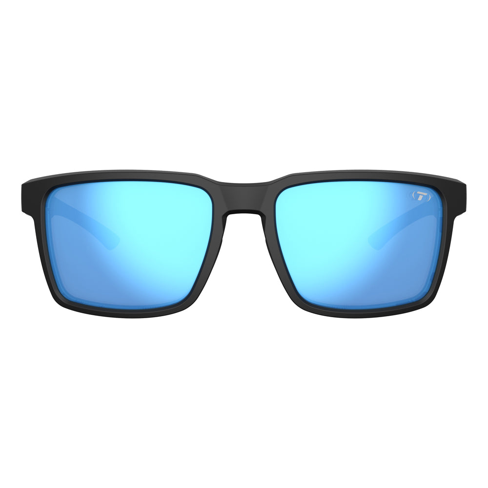 Tifosi Sylo Sunglasses Matte Black with Smoke Bright Blue Lens
