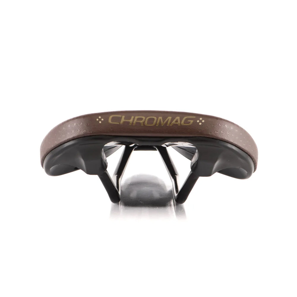 Chromag Limber saddle Chocolate rear view with chromoly rail