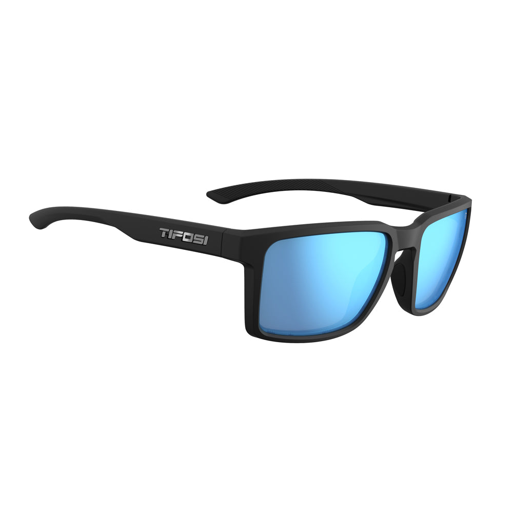 Tifosi Sylo Sunglasses Matte Black with Smoke Bright Blue Lens
