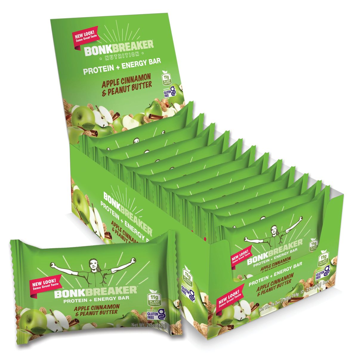 Bonk Breaker Apple Cinnamon & Peanut Butter Protein + Energy Bars per Box (12 bars)