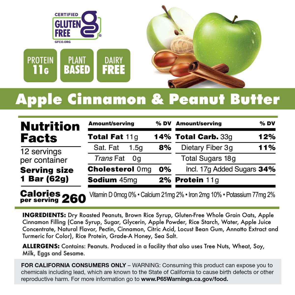 Bonk Breaker Apple Cinnamon & Peanut Butter Protein + Energy Bars per Box (12 bars)