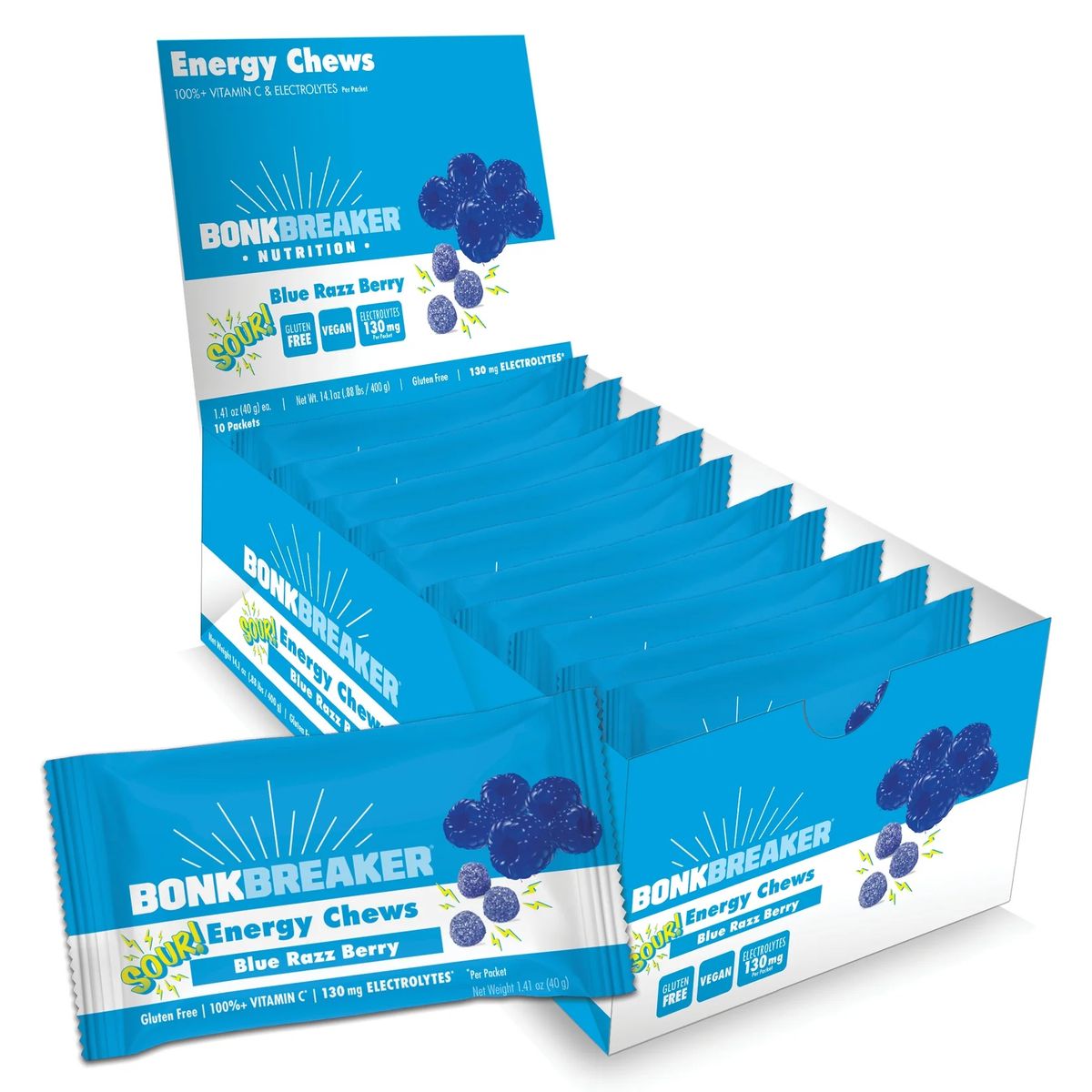 Bonk Breaker Blue Razz Berry Energy Chews-10 x 50g Packs