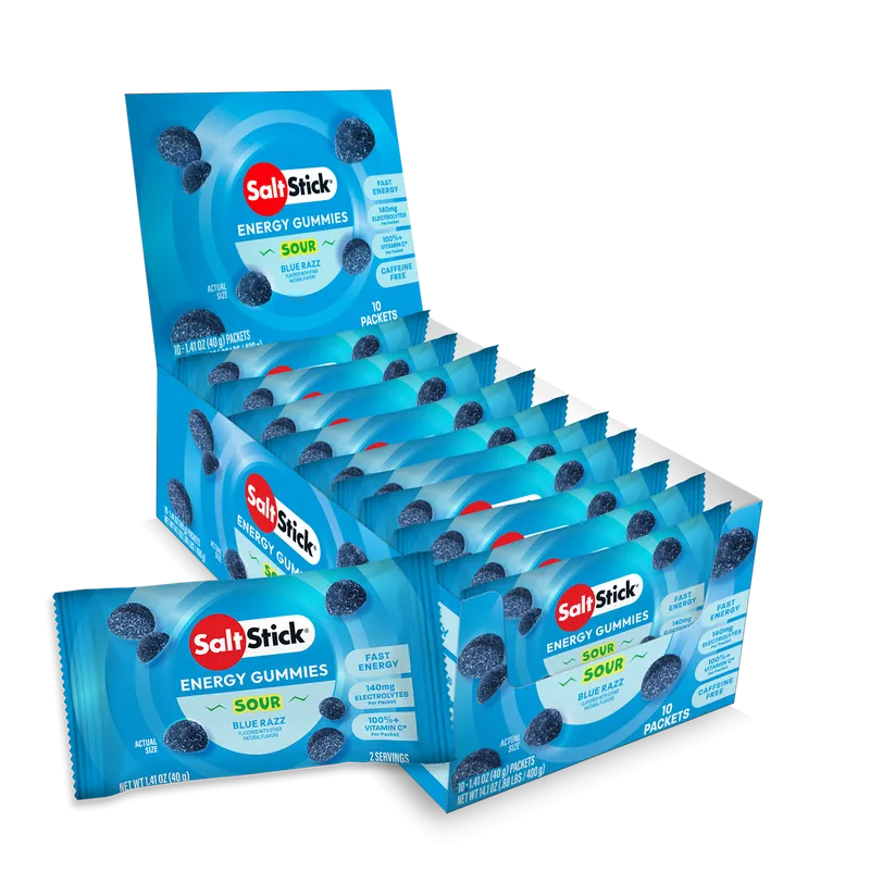 Saltstick Sour Blue Razz Energy Gummies