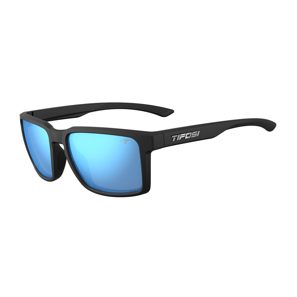 Tifosi Sylo Sunglasses Matte Black with Smoke Bright Blue Lens
