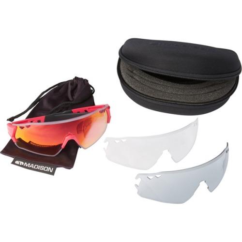 Madison Stealth 3 Lens Kit Gloss Rose Red Frame - Pink Mirror/Smoke/Clear Lens